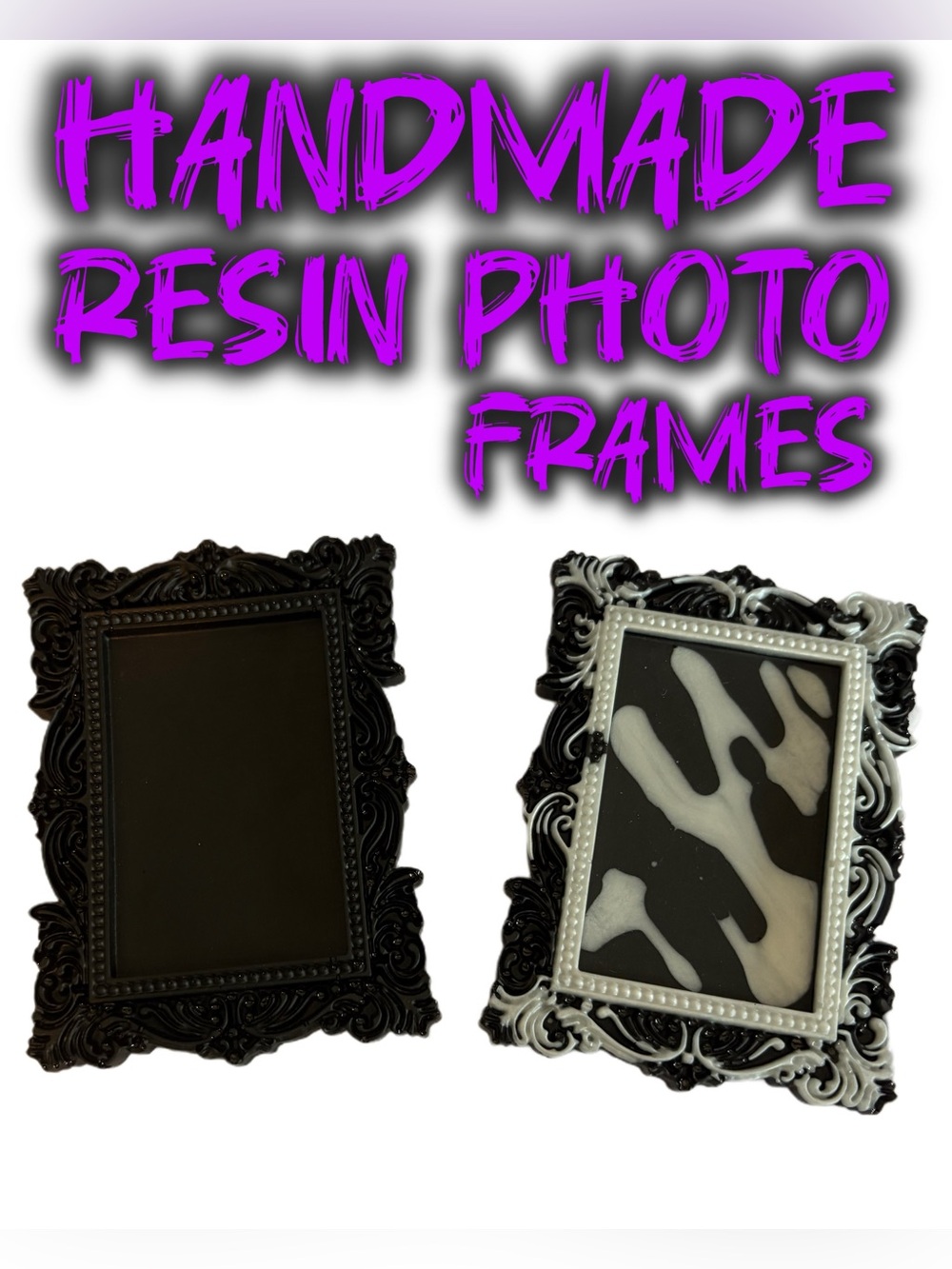 Handmade Resin Mini Photo Frames - Black & Black/White